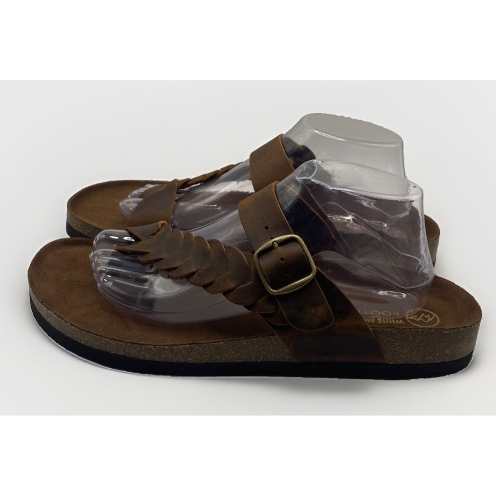 White Mountain Foot Beds Womens Sandals SizeDistressed Leather Braided Slip-on - Picture 4 of 12